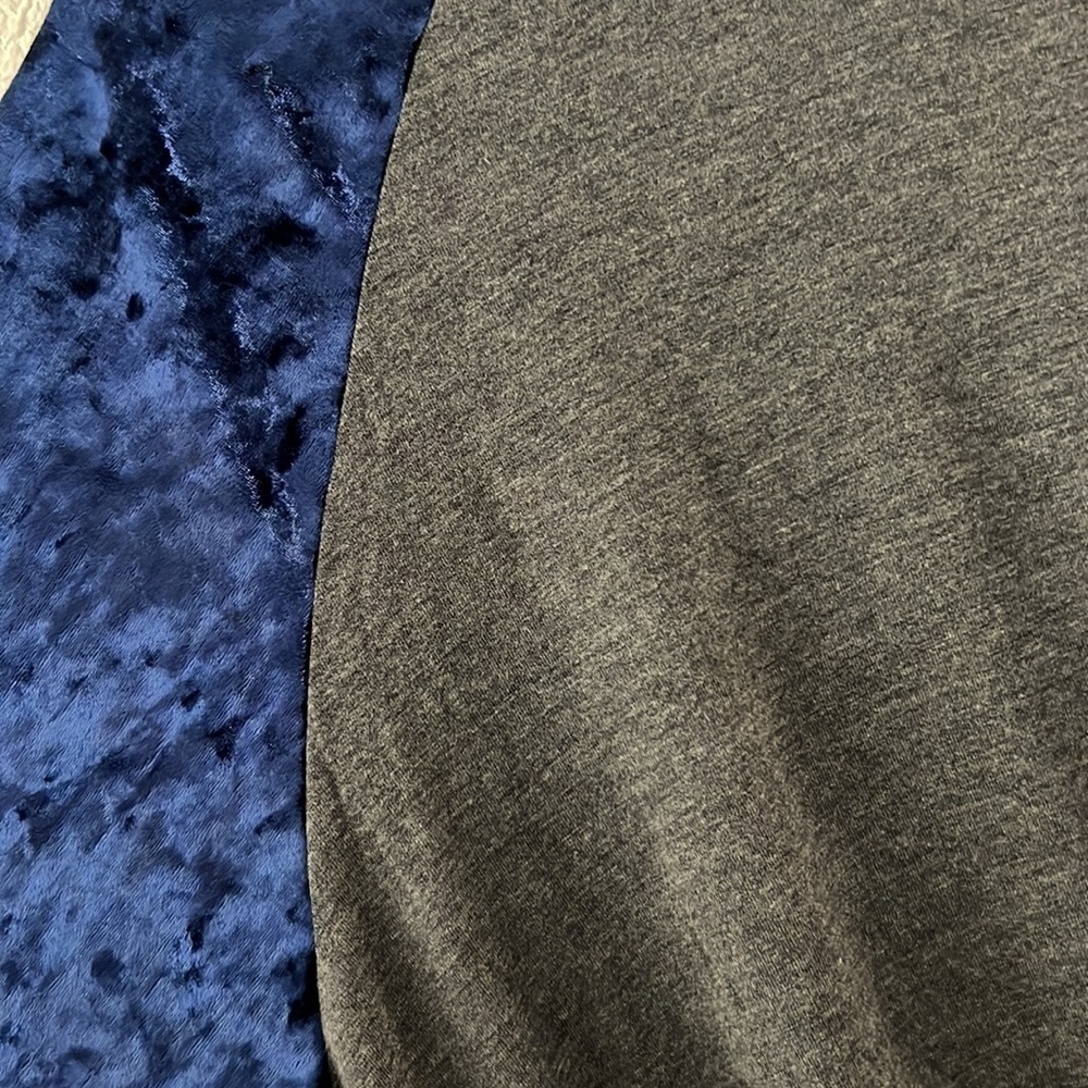 Women’s Blue & Grey Velvet Tee Shirt Dress Pajamas - Picture 5 of 5